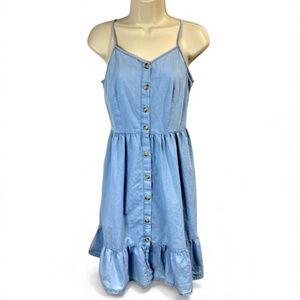 Japna Blue Button-Front Ruffle Hem Sundress Women’s XS